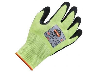 Ergodyne ProFlex 7041 Hi-Vis Nitrile-Coated Cut-Resistant Gloves, ANSI A4, Wet Grip, Lime, Large, 12