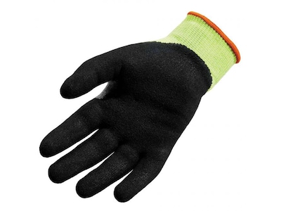 Ergodyne ProFlex 7041 Hi-Vis Nitrile-Coated Cut-Resistant Gloves, ANSI A4, Wet Grip, Lime, Large, 12 Pairs (17814)