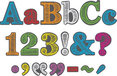 Barker Creek 4" Rainbow Chalkboard Letter Pop-Outs & Poster Letters, 234 characters/Pack