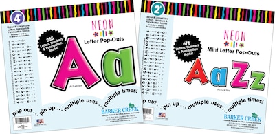 Barker Creek 2 & 4 Pop-Outs Letter Set, Neon, 931/Set (BCP3502)