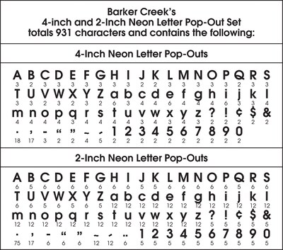 Barker Creek Neon  2" & 4" Letters and Numbers, Multicolored, 931/Pack (BCP3502)