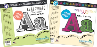 Barker Creek 4 Rainbow & White Chalkboard Letter Pop-Outs & Poster Letters, 468 characters/Set