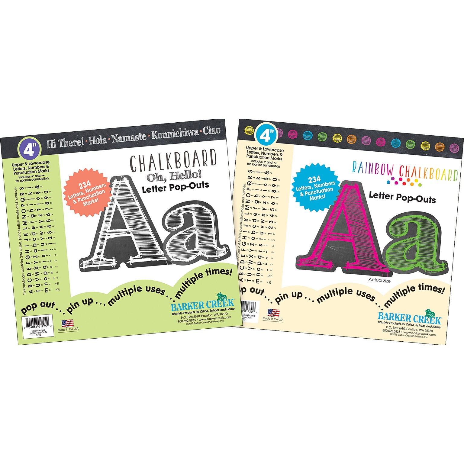 Barker Creek Chalkboard  4 Letters and Numbers, Multicolored, 468/Pack (BCP3508)