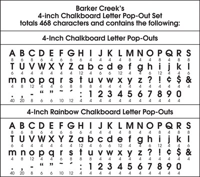 Barker Creek Chalkboard  4" Letters and Numbers, Multicolored, 468/Pack (BCP3508)