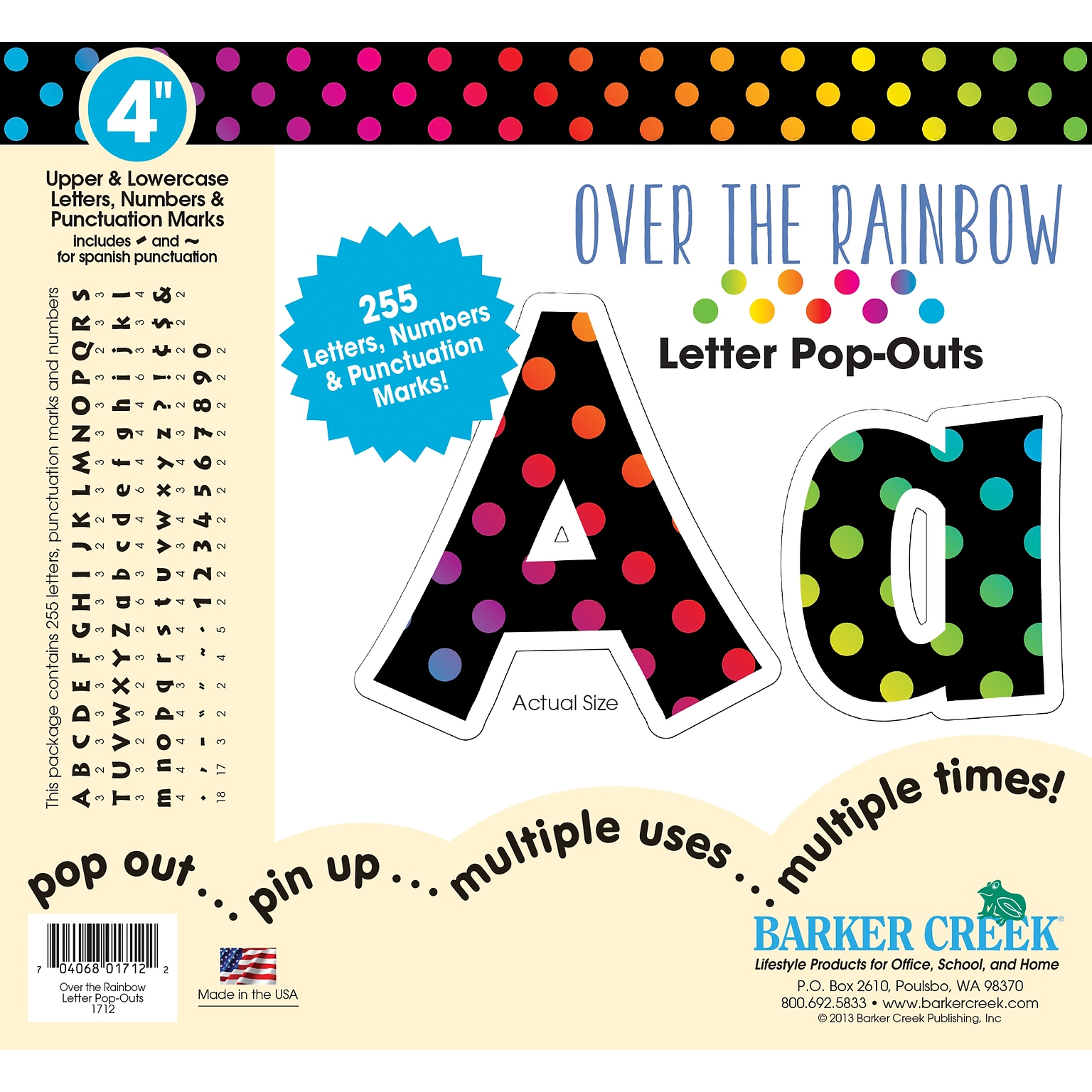 Barker Creek Over the Rainbow 4 Letter Pop Out, All Age