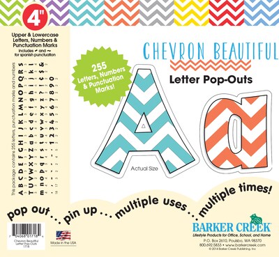 Barker Creek 4 Letter Pop-Outs, Beautiful Chevron, 255/Pack