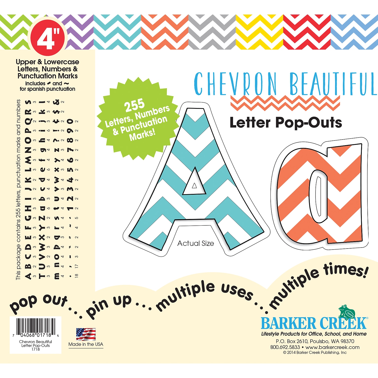 Barker Creek 4 Letter Pop-Outs, Beautiful Chevron, 255/Pack