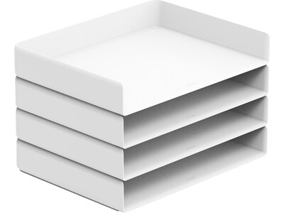 Poppin Stackable Front Loading Letter Tray, Letter Size, White, 4/Pack (108520)