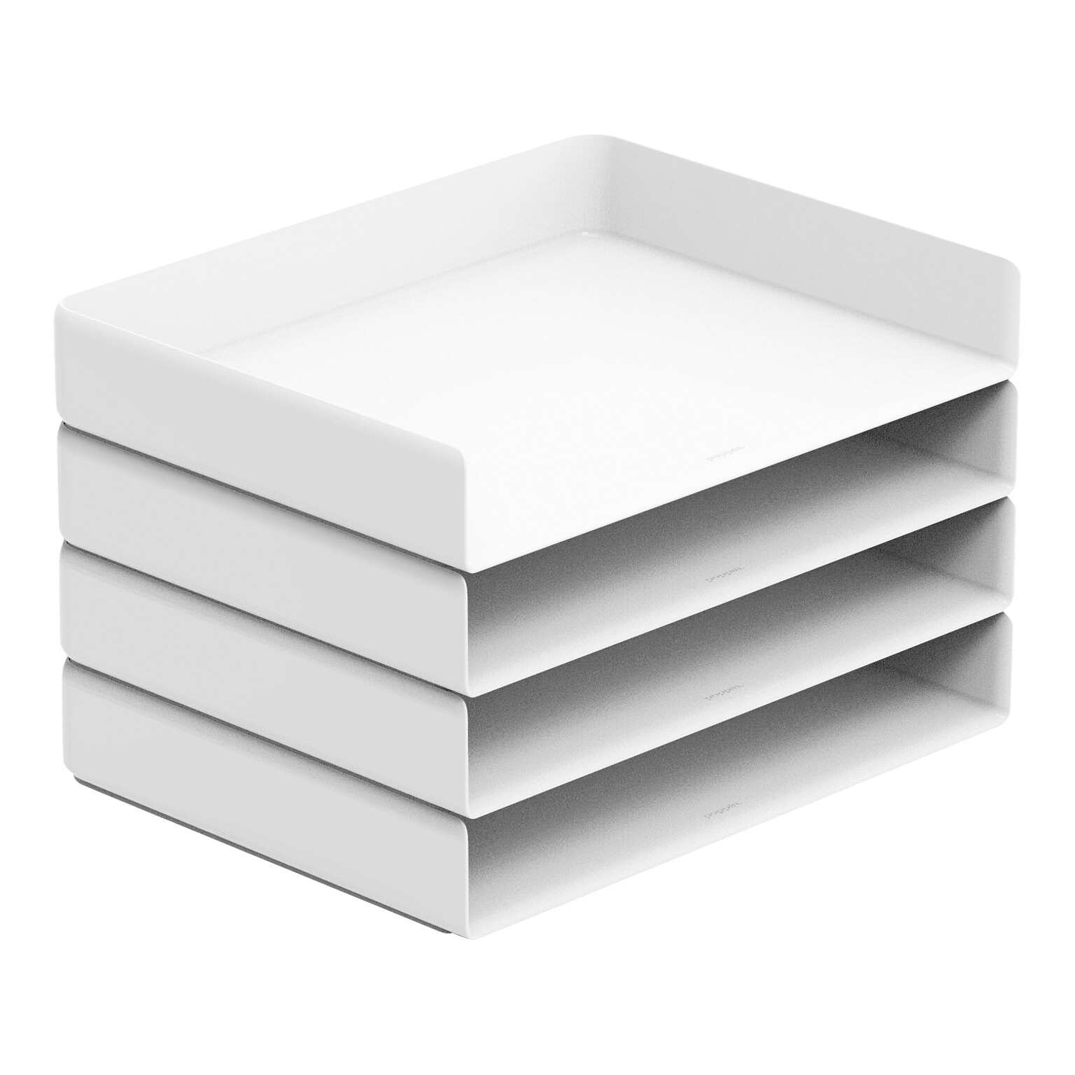 Poppin Stackable Front Loading Letter Tray, Letter Size, White, 4/Pack (108520)