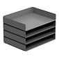 Poppin Stackable Front Loading Letter Tray, Letter Size, Dark Gray, 4/Pack (108518)