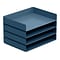 Poppin Stackable Front Loading Letter Tray, Letter Size, Slate Blue, 4/Pack (108519)