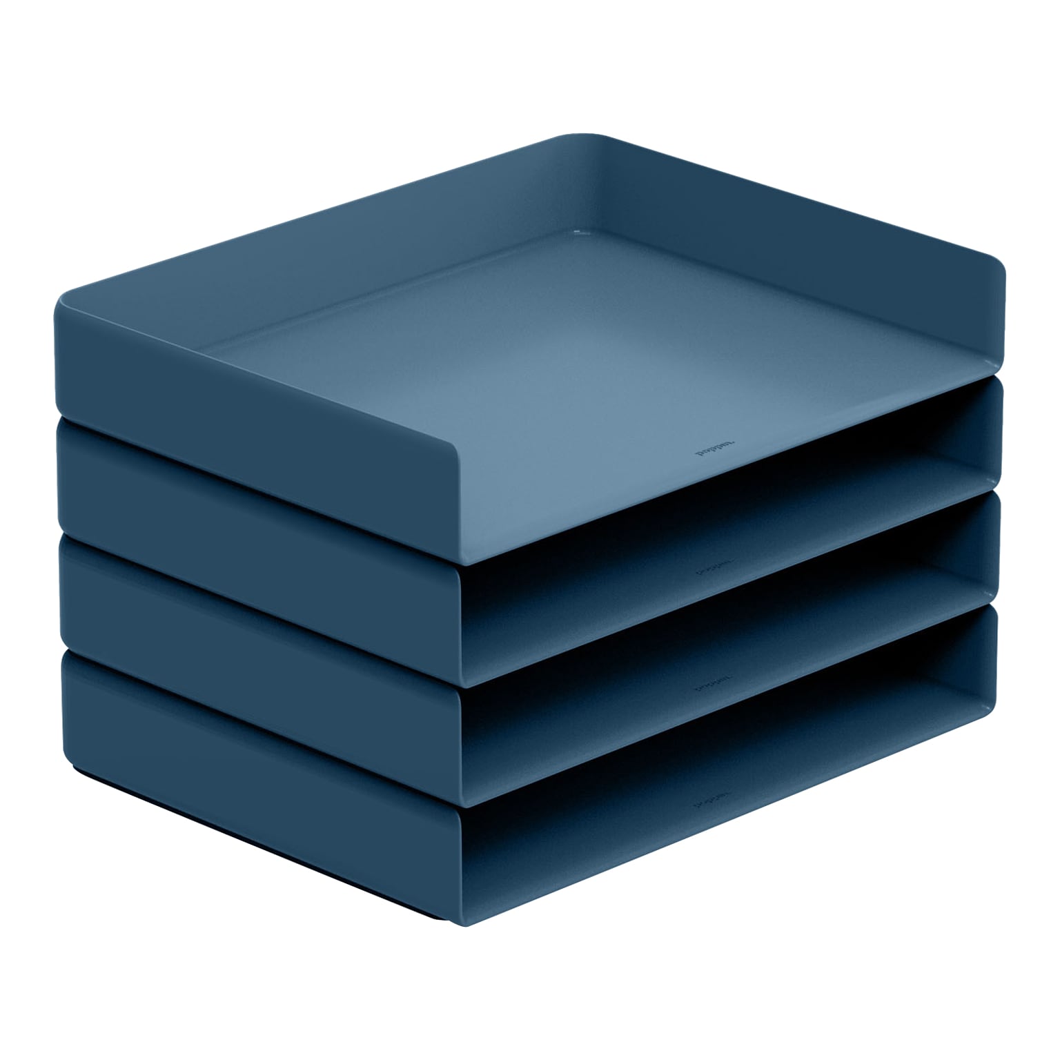 Poppin Stackable Front Loading Letter Tray, Letter Size, Slate Blue, 4/Pack (108519)
