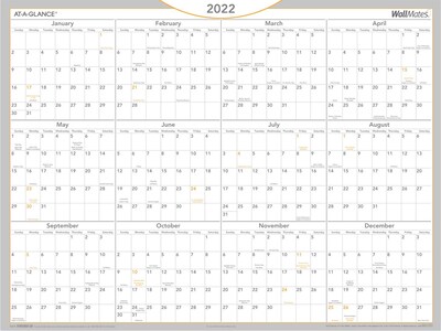 2022 AT-A-GLANCE 18 x 24 Yearly Calendar, WallMates, White (AW5060-28-22)