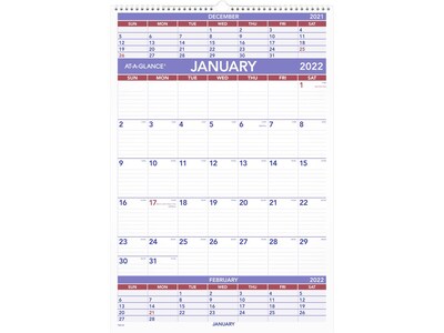 2022 AT-A-GLANCE 22.75 x 15.5 Three-Month Calendar, Multicolor (PM6-28-22)