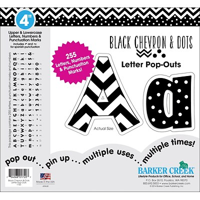 Barker Creek Publishing Chevron and Dots Pop-Out Letters, Black