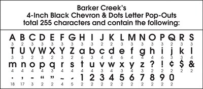 Barker Creek Publishing Chevron and Dots Pop-Out Letters, Black