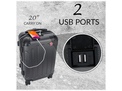 DUKAP Intely 2-Piece Hardside Spinner Luggage Set, TSA Checkpoint Friendly, Black (DKINT0SM-BLK)