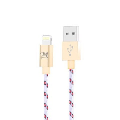 LAX Gadgets Extra Long 2-in-1 Apple MFi Certified Nylon Lightning Cable Cord,6 Ft, White/Black/Red