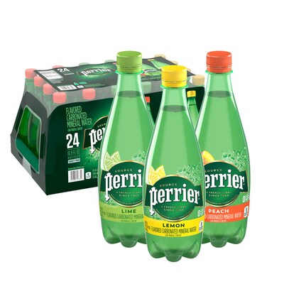 Perrier Carbonated Mineral Water, Assorted Flavors 16.9 oz., 24/Pack (12411241)