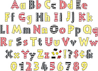 Barker Creek Black & White, Buffalo Plaid  4 Letters and Numbers, Multicolored, 510/Pack (4141)