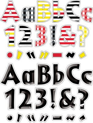 Barker Creek Black & White, Buffalo Plaid  4" Letters and Numbers, Multicolored, 510/Pack (4141)