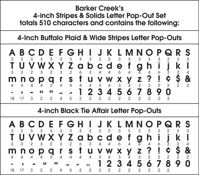 Barker Creek 4" Letter Pop-Out Set, Stripes & Solids, 510 Characters/Set (4141)