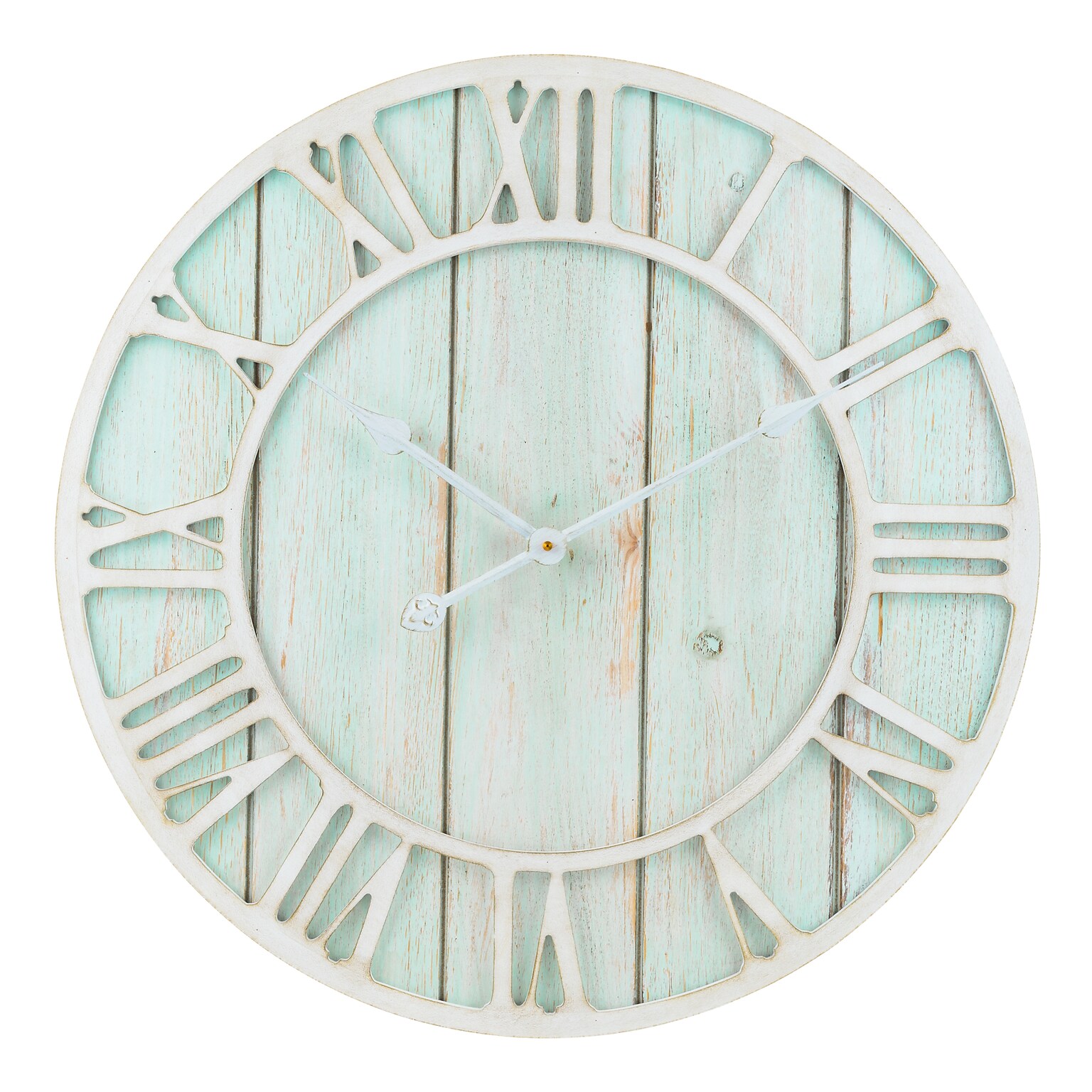 La Crosse Clock 23.5 Inch Round Blue Coastal Decorative Quartz Wall Clock (404-4060)