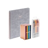 Poppin Velvet Notebook with 10 Mini Notebooks and 6 Pens, 8.25 x 10.25, College Ruled, 40 Sheets,