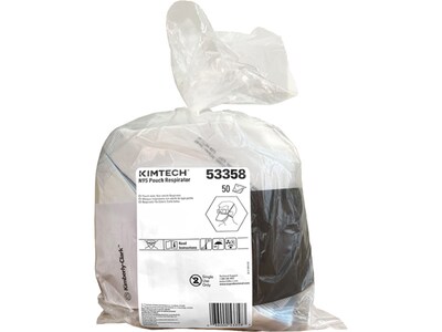 Kimtech Disposable N95 Pouch Respirator, Regular Size, White, 50/Pack (53358)