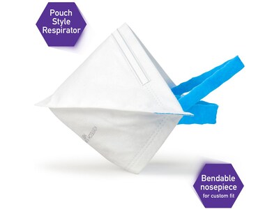 Kimtech Disposable N95 Pouch Respirator, Regular Size, White, 50/Pack (53358)
