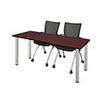 Regency 72L x 24W Kee Training Table- Mahogany/ Chrome & 2 Apprentice Chairs- Black (MT7224MHPCM09BK)
