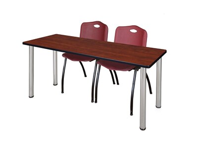 Regency Kee Training Table and Chairs Set, 24D x 72W, Cherry/Chrome (MT7224CHBPCM47BY)