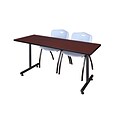 Regency 66L x 24W  Kobe Training Table- Mahogany & 2 M Stack Chairs- Grey (MKTR6624MH47GY)