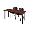 Regency Kee Training Table and Chairs Set, 24D x 66W, Cherry/Black (MT6624CHBPBK47BK)