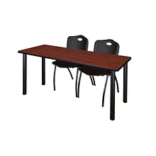 Regency Kee Training Table and Chairs Set, 24D x 66W, Cherry/Black (MT6624CHBPBK47BK)