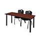 Regency Kee Training Table and Chairs Set, 24"D x 66"W, Cherry/Black (MT6624CHBPBK47BK)
