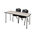 Regency 72L x 24W  Kee Training Table- Maple/ Chrome & 2 M Stack Chairs- Black (MT7224PLPCM47BK)