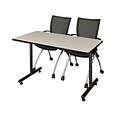 Regency 48L x 24W Kobe Training Table- Maple & 2 Apprentice Chairs- Black (MKTR4824PL09BK)