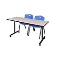 Regency 60L x 24W  Kobe Mobile Training Table- Maple & 2 M Stack Chairs- Blue (MKCC6024PL47BE)