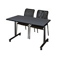 Regency 48L x 24W  Kobe Mobile Training Table- Grey & 2 Mario Stack Chairs- Black (MKCC4824GY75BK)