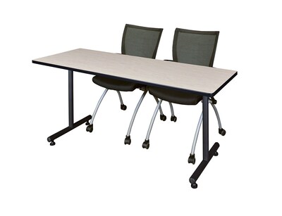 Regency 66L x 24W Kobe Training Table- Maple & 2 Apprentice Chairs- Black (MKTR6624PL09BK)