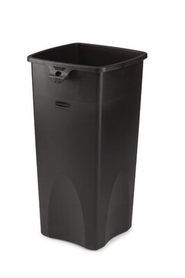 Rubbermaid Untouchable Plastic Square Wastebasket Trash Can, 23 Gallons, Black (FG356988BLA)