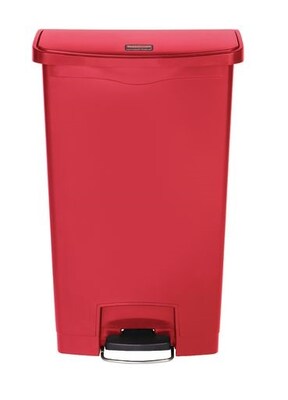 Rubbermaid Slim Jim Step-On Plastic Step Trash Can, 18 Gallon, Red (1883568)