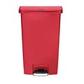 Rubbermaid Slim Jim Step-On Plastic Step Trash Can, 18 Gallon, Red (1883568)