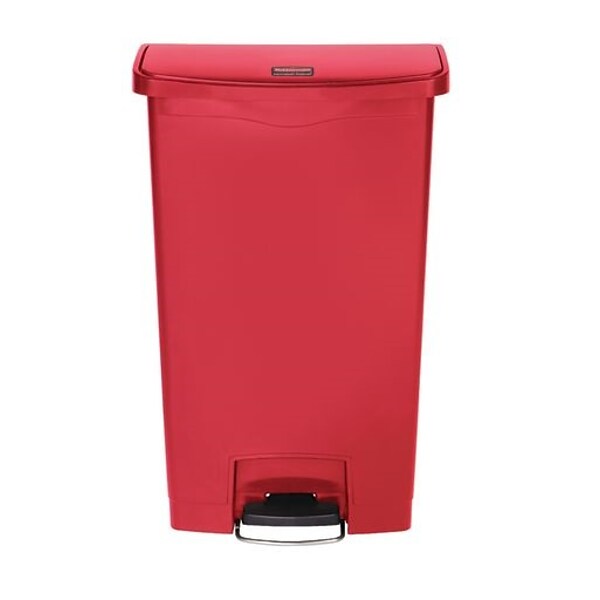 Rubbermaid Slim Jim Step-On Plastic Step Trash Can, 18 Gallon, Red (1883568)