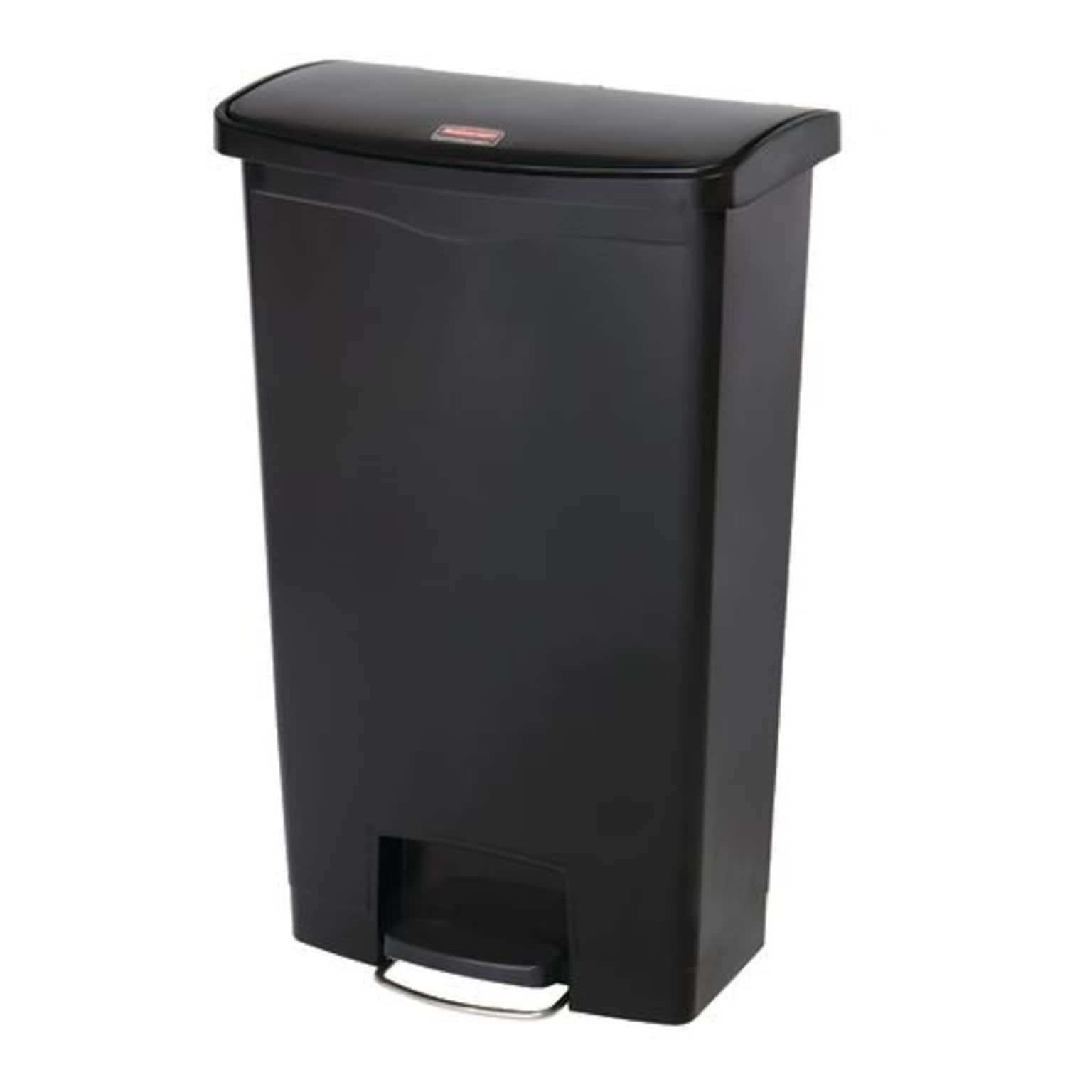 Rubbermaid Slim Jim Step-On Plastic Step Trash Can, 18 Gallon, Black (1883613)