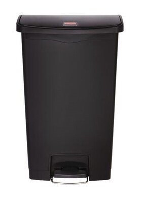 Rubbermaid Slim Jim Step-On Plastic Step Trash Can, 18 Gallon, Black (1883613)