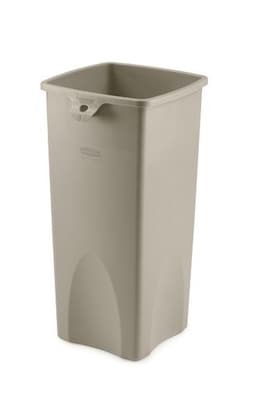 Rubbermaid Untouchable Indoor, Outdoor Trash Can w/ no Lid, Beige Resin, 23 Gal. (FG356988BEIG)