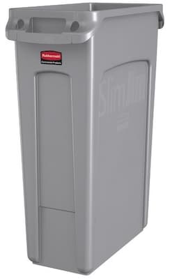 Rubbermaid Slim Jim Vented Rectangular Trash Can Waste Receptacle, 23 Gallons, Gray (FG354060GRAY)