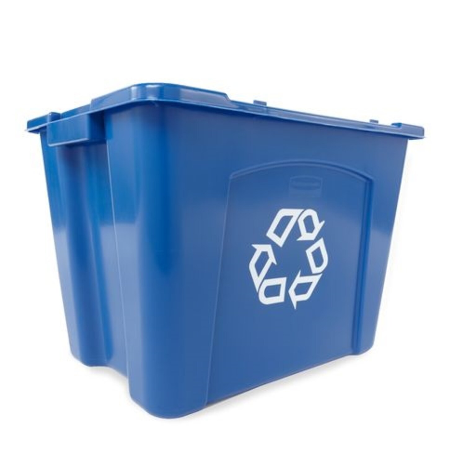 Rubbermaid Commercial Products Plastic Recycling Bin, 14 Gallon, Blue (FG571473BLUE)